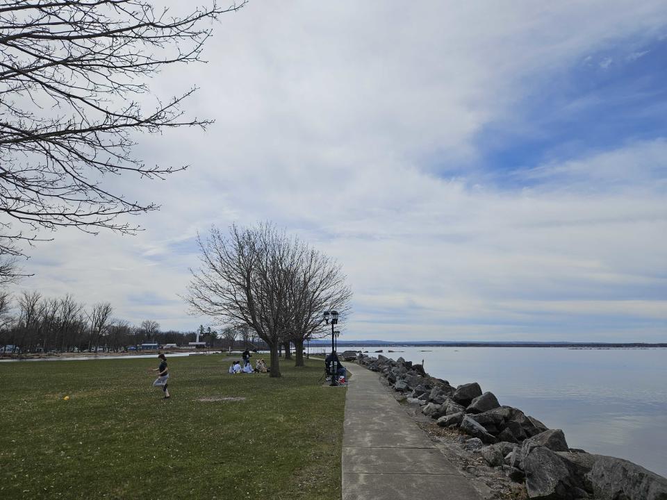 Early eclipse watchers gather in Sylvan Beach, N.Y.