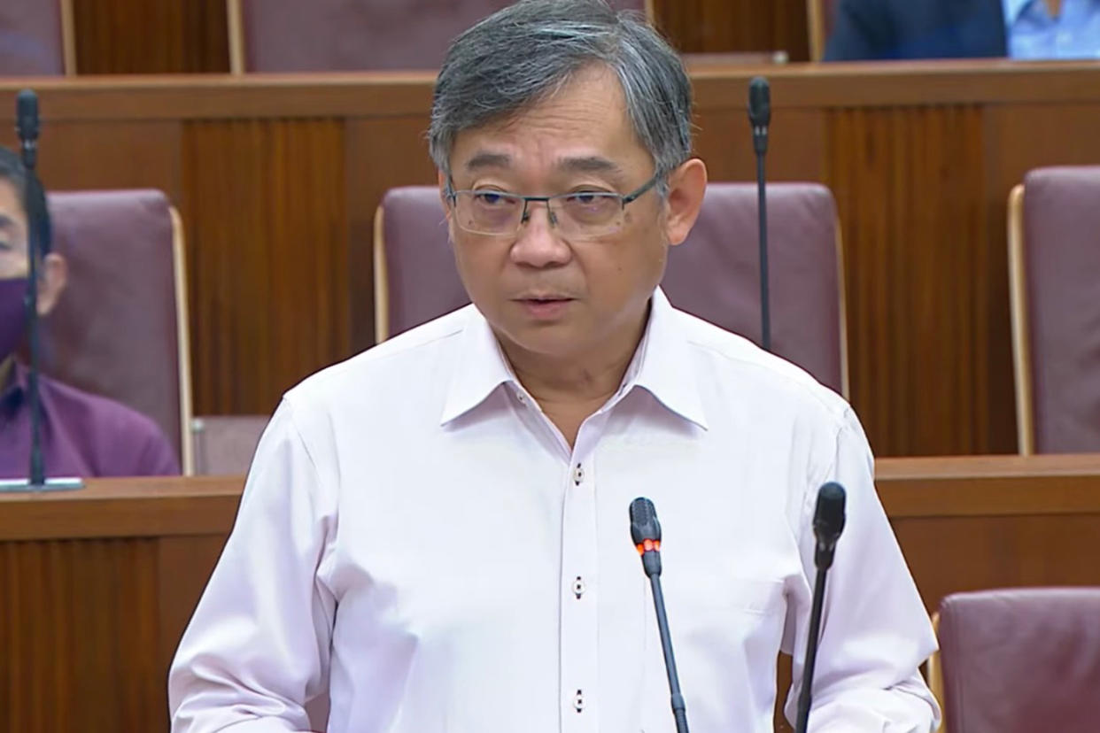 Health Minister and Multi-Ministry Taskforce co-chair Gan Kim Yong delivering his Ministerial Statement in Parliament on Tuesday (11 May). (PHOTO: YouTube screengrab)