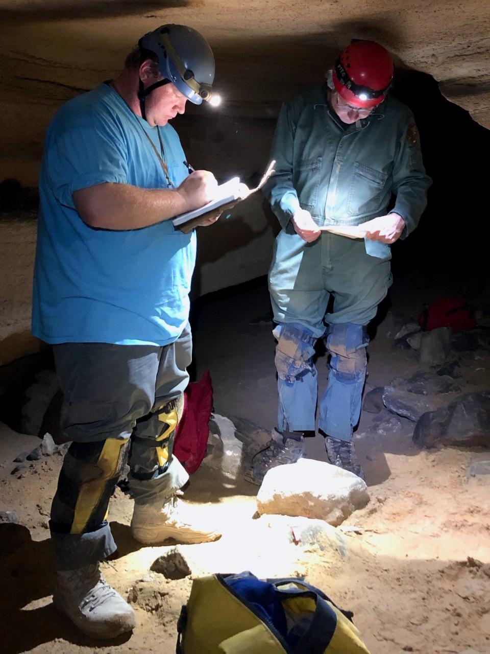 J.P. Hodnett (left) and Rick Toomey (right) on a Fossil Research Trip at Mammoth Cave