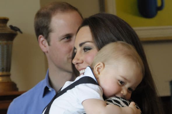 The Duke and Duchess of Cambridge and Prince George visit Plunket, a child welfare group at Government House, Wellington, during their official tour to New Zealand. PRESS ASSOCIATION Photo. Picture date: Wednesday April 9, 2014. Photo credit should read: Anthony Devlin/PA Wire