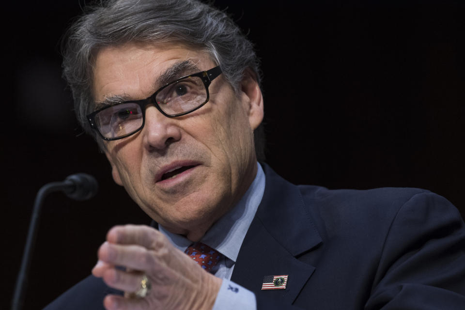 Energy Secretary Rick Perry testifies at a Senate Armed Services Committee hearing in Hart Building titled "Challenges in the Department of Energy's Atomic Energy Defense Programs," on March 22, 2018. (Photo: Tom Williams/CQ Roll Call/Getty Images)