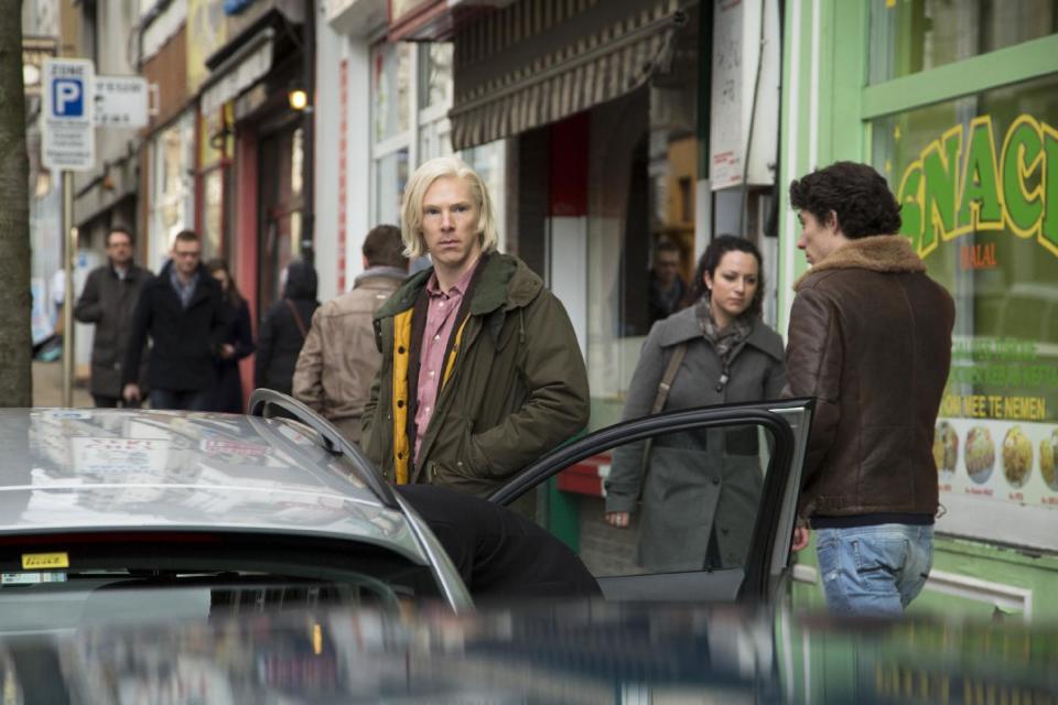 This image released by Dreamworks Pictures shows Benedict Cumberbatch as WikiLeaks founder Julian Assange in a scene from "The Fifth Estate." (AP Photo/Dreamworks Pictures, Frank Connor)