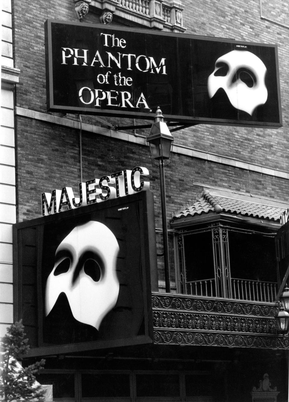 Billboards for "The Phantom of the Opera" outside the Majestic Theatre before its Broadway premiere in January 1998.