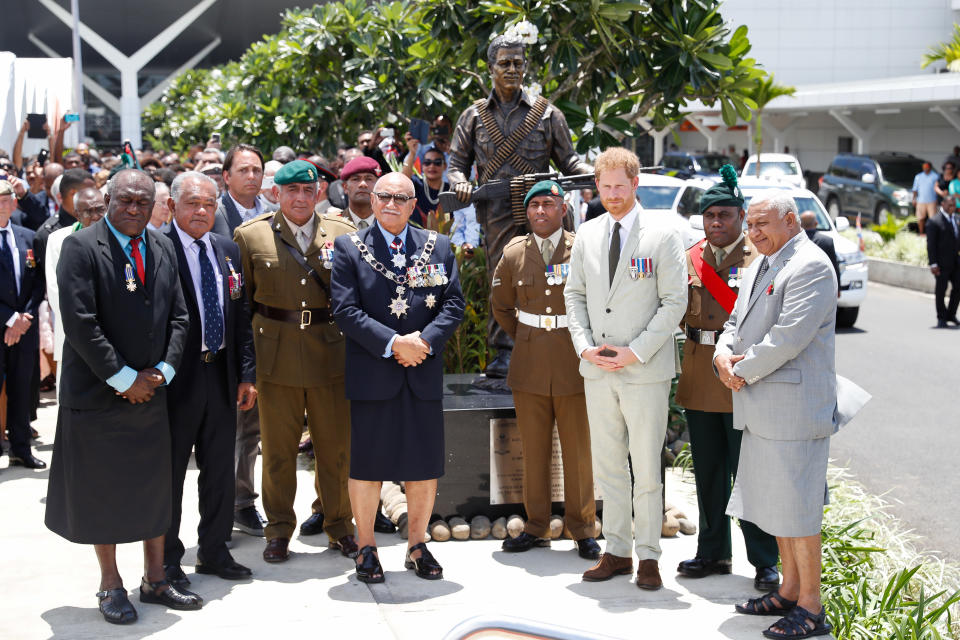 It was the unveiling of the statue which commemorates <span>Sergeant Talaiasi Labalaba, a British-Fijian solider who died during battle. </span>Photo: Getty