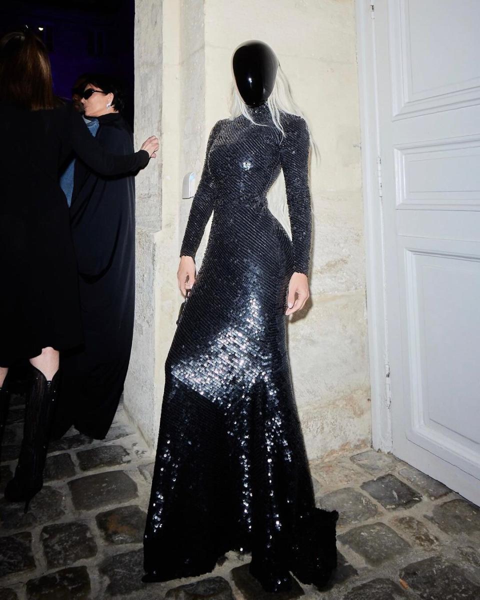 Kim Kardashian Sequined Gown Balenciaga Afterparty