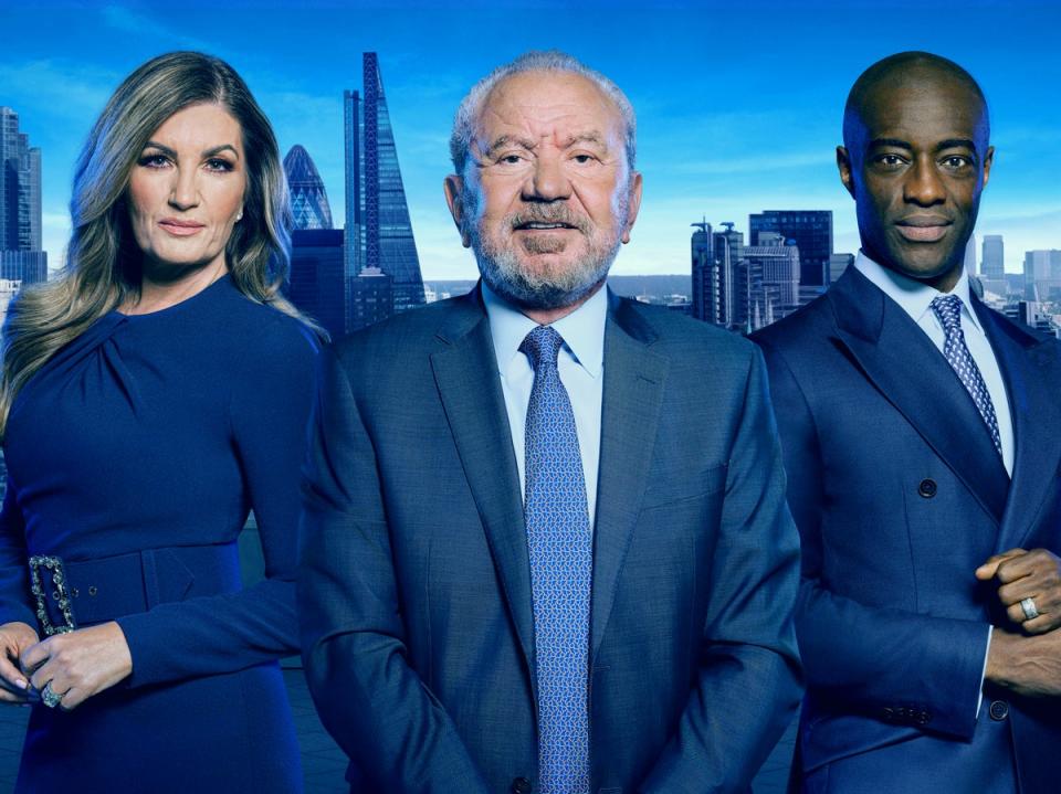 Alan Sugar and his aides baroness Karren Brady and Tim Campbell (BBC/Naked)