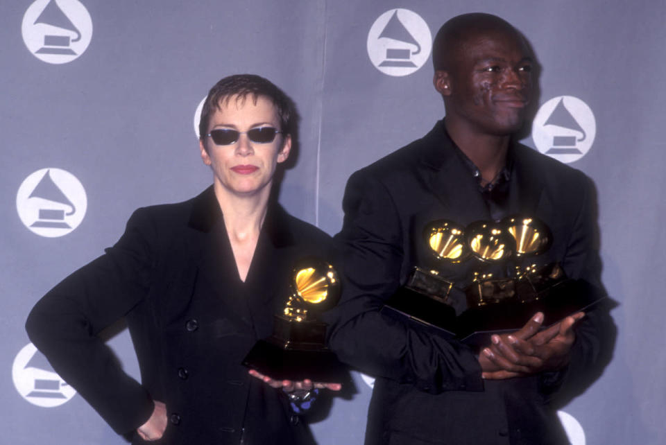 Annie Lennox and Seal at the 1996 Grammy Awards.
