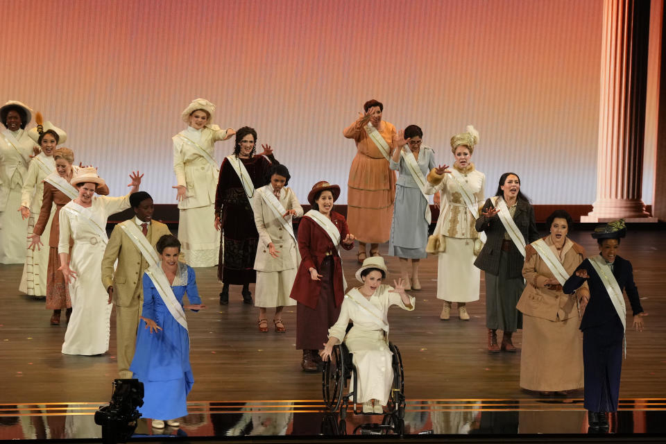 Members of the company of "Suffs" perform during the 77th Tony Awards on Sunday, June 16, 2024, in New York. (Photo by Charles Sykes/Invision/AP)