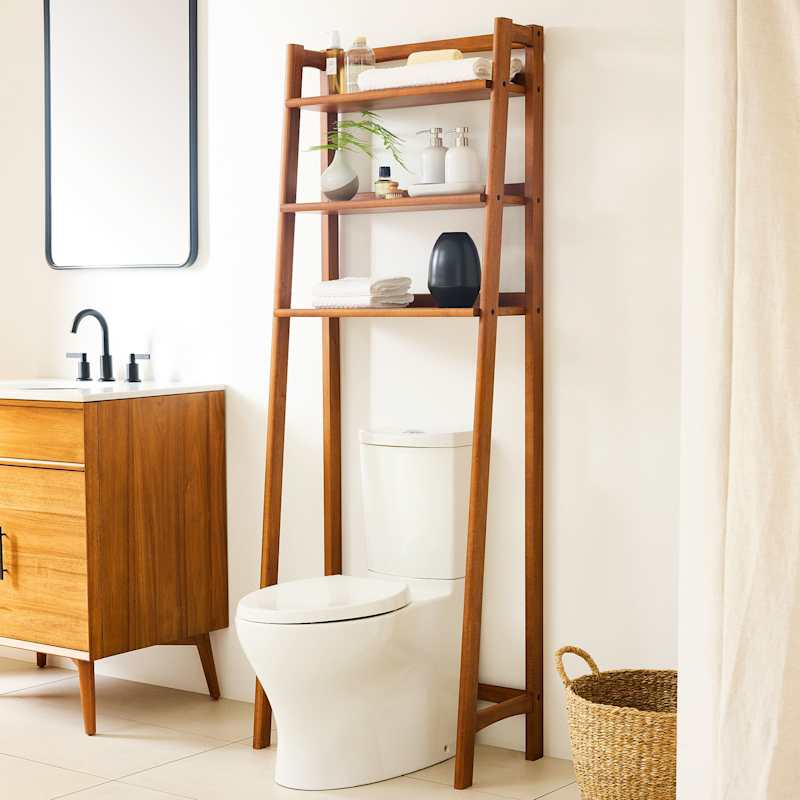 Mid-century shelf above toilet