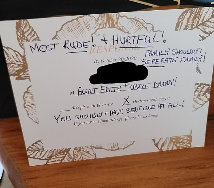 Reddit angry wedding invitation