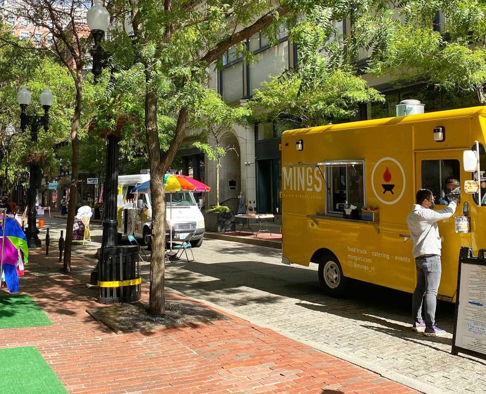 Food trucks on Westminster Street in downtown Providence.