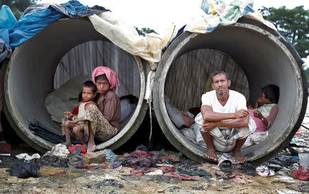 Rohingya refugees living in concrete pipes in Cox's Bazar, Bangladesh, September 20, 2017. REUTERS/Cathal McNaughton