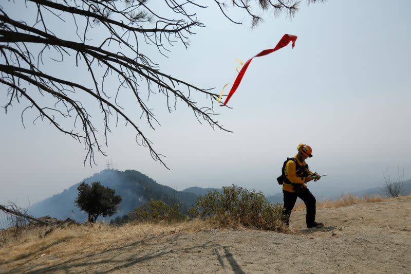 Firefighters during the Bobcat Fire in Los Angeles