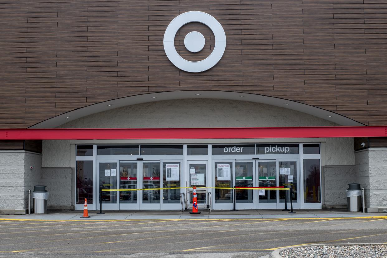 Shoreview, Minnesota, Target closes one entrance to control the flow of people entering and leaving the store due to the coronavirus pandemic   (Photo by: Michael Siluk/Education Images/Universal Images Group via Getty Images)