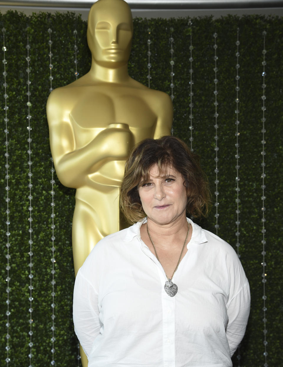 Film producer Amy Pascal attends the Academy of Motion Picture Arts and Sciences Women's Initiative New York luncheon at the Rainbow Room on Wednesday, Oct. 2, 2019, in New York. (Photo by Evan Agostini/Invision/AP)