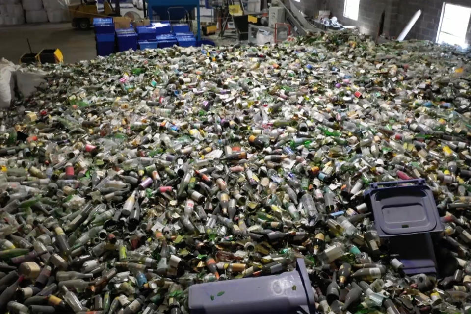 An interior view of the Glass Half Full recycling company in New Orleans, La. (NBC News)