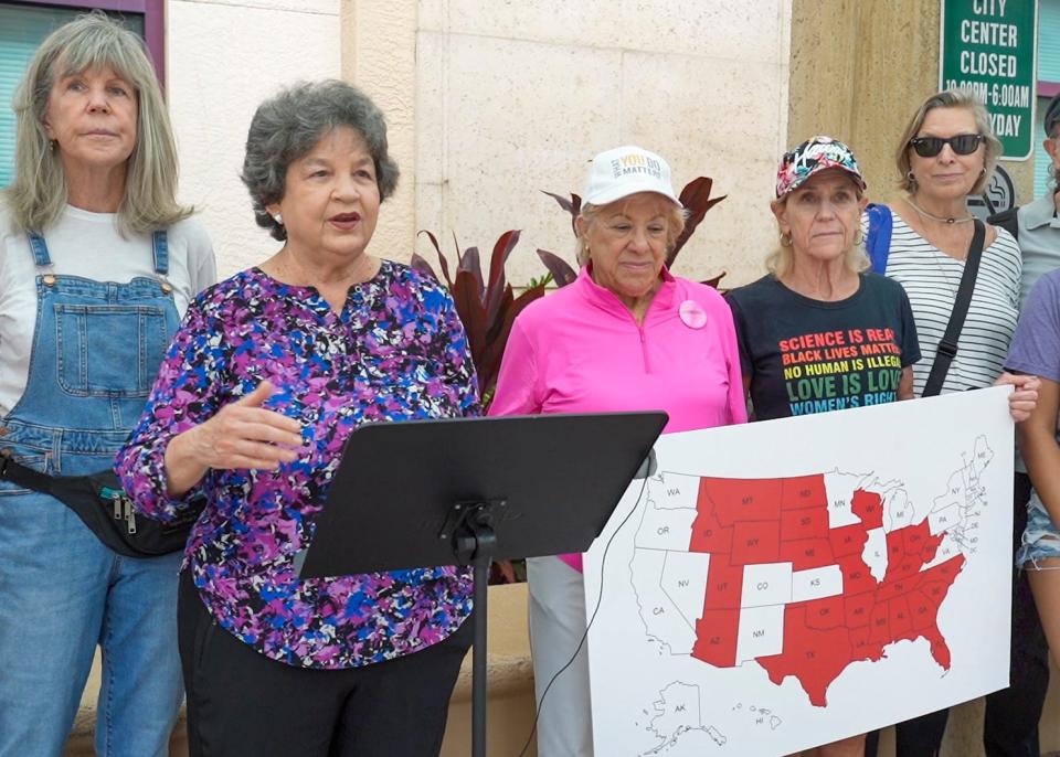 U.S. Rep. Lois Frankel speaks at a press conference during aÊpetitionÊdrive to allow access to legal abortion in Florida. TheÊAmendment to Limit Government Interference with AbortionÊis proposed for the 2024 state ballot in West Palm Beach, Florida on December 9, 2023.