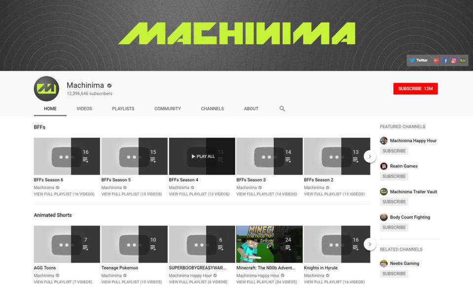 Machinima's YouTube gaming channel has been essentially scrubbed from the