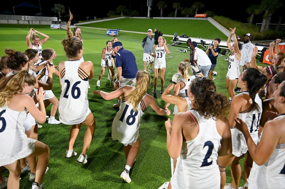 American Heritage- Delray takes on Lake Highland Prep in a girls 1A lacrosse state championship matchup in Naples, Fla., Friday, May 6, 2023.  (Photo/Chris Tilley)