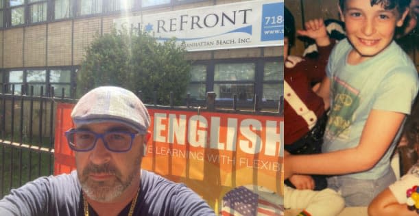 <div class="inline-image__caption"><p>Left: Jason Breska outside the Shorefront YM-YWHA on Aug. 14, the last day to file claims under New York’s Child VIctims Act. Right: Breska at 11, when the abuse by the Y’s basketball coach began.</p></div> <div class="inline-image__credit">Photos c/o Jason Breska</div>