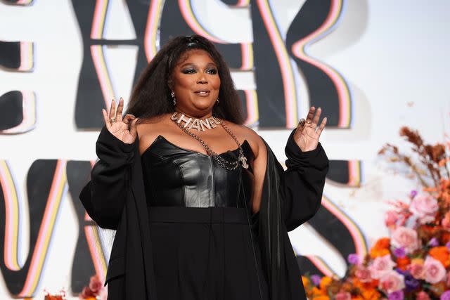 <p>Robin L Marshall/WireImage</p> Lizzo attends Femme It Forward Give Her FlowHERS Gala 2023 on Nov. 10, 2023 in Beverly Hills, Calif.