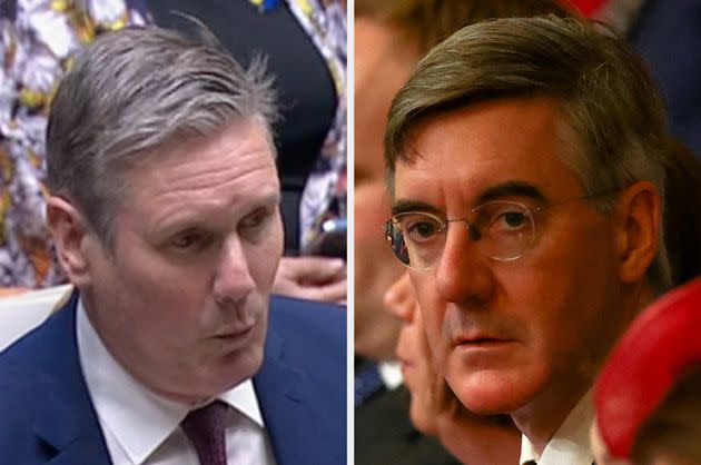 Keir Starmer took a swipe at Rees-Mogg in PMQs on Wednesday (Photo: BBC/PA)