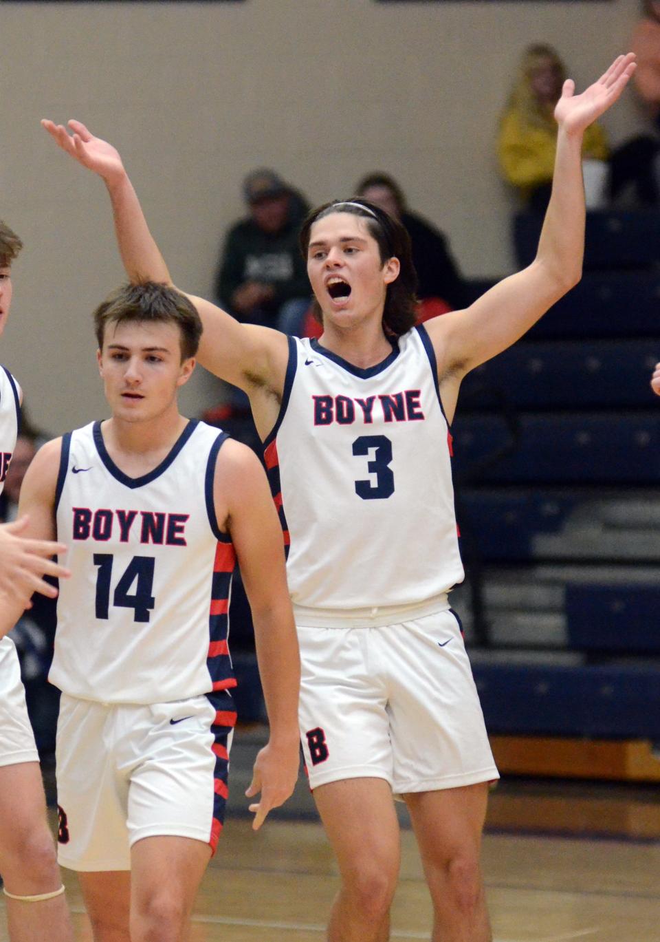 Jacob Johnson (3), Gavin Hewitt (14) and the rest of Boyne City have rolled off nine straight wins since the season opener.