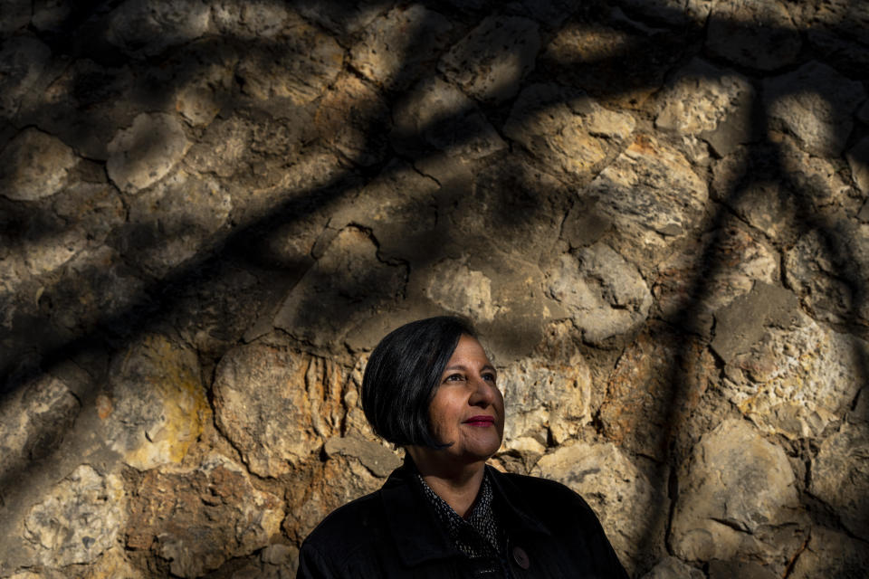 President of the opposition-controlled National Assembly of Venezuela Dinorah Figuera poses for a photo during and interview with the Associated Press in Valencia, southeast Spain, Thursday, Jan. 12, 2023. These days Figuera hustles to make ends meet working as an in-home caregiver for an elderly diabetic woman in the Mediterranean port city of Valencia. (AP Photo/Manu Fernandez)