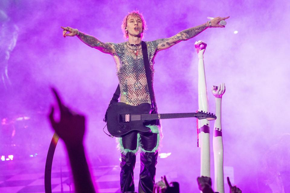  Aug. 13, 2022 : Machine Gun Kelly performs at FirstEnergy Stadium in Cleveland.