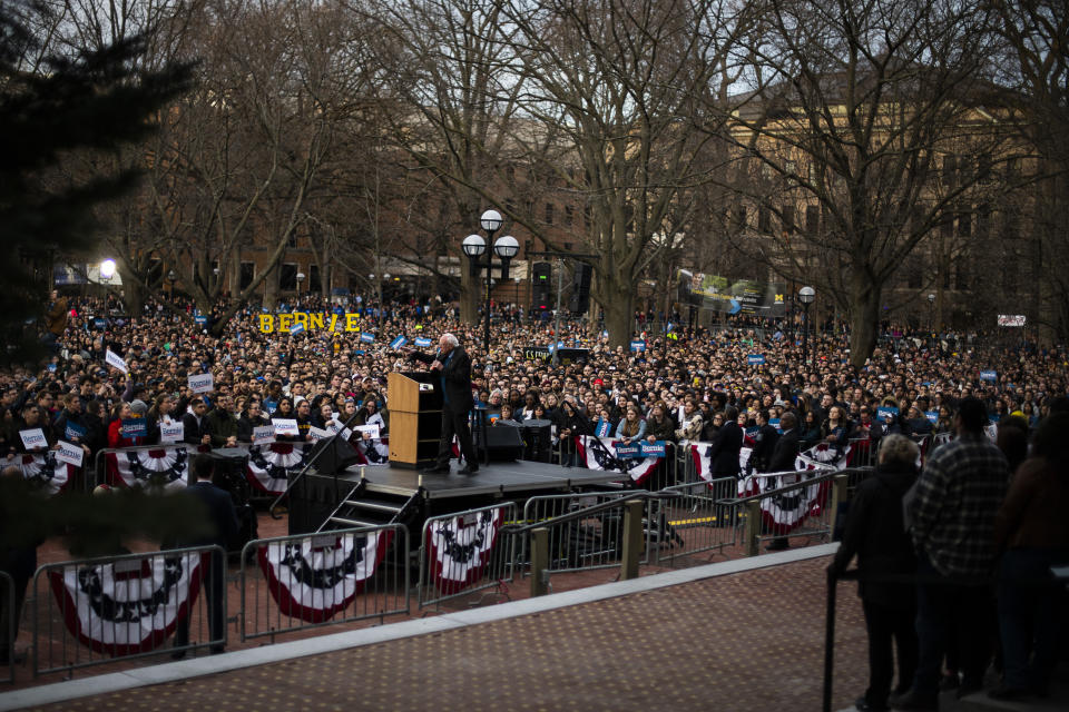 More than 10,000 came out to see Sen. Bernie Sanders at the University of Michigan in Ann Arbor, according to official estimates. (Photo: Brittany Greeson via Getty Images)