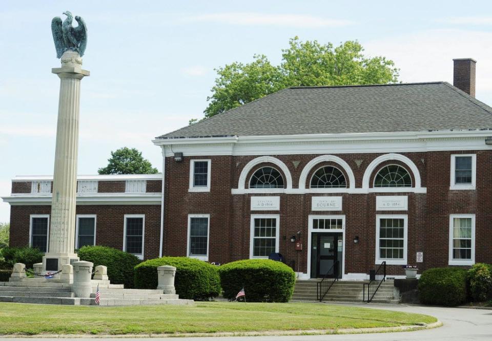 COVID-18 test kits are available at Bourne Town Hall on Perry Avenue, show above, the Community Center foyer at Main Street, Buzzards Bay and Bourne Public Library, Sandwich Road, Bourne Village.