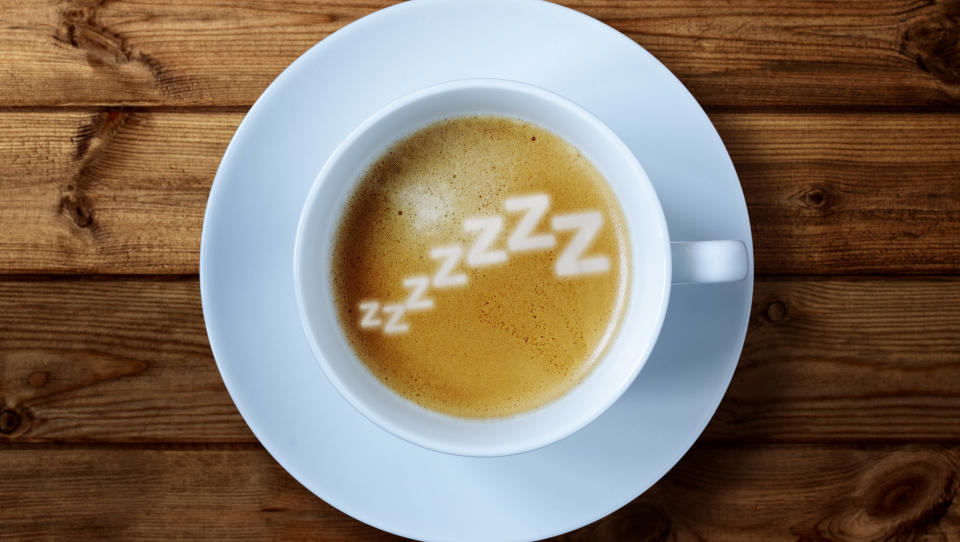 A mug of coffee on a wooden table