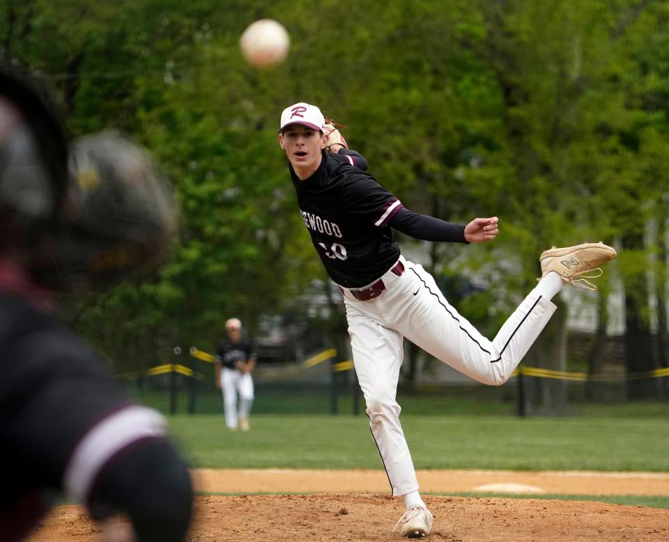 Ridgewood's Vincent Luther pitches to Passaic Tech during a regular season home game on Wednesday, May 3, 2023.