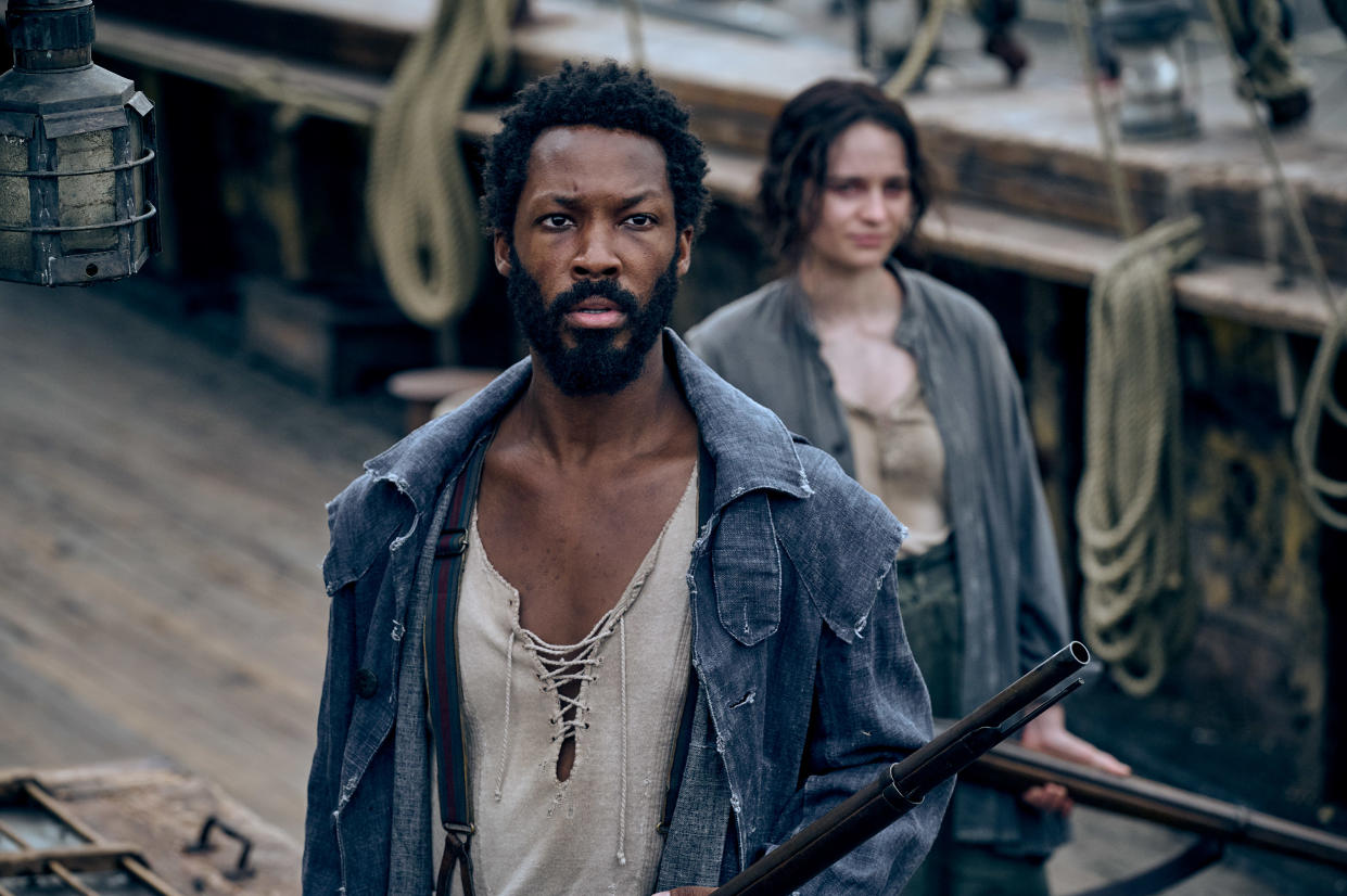 (Desde la izquierda) Clemens (Corey Hawkins) y Anna (Aisling Franciosi) en Drácula: Mar de sangre, dirigida por André Øvredal (Foto: Rainer Bajo/Amblin Entertainment/© 2023 Amblin Entertainment. All Rights Reserved. Cortesía de Diamond Films)