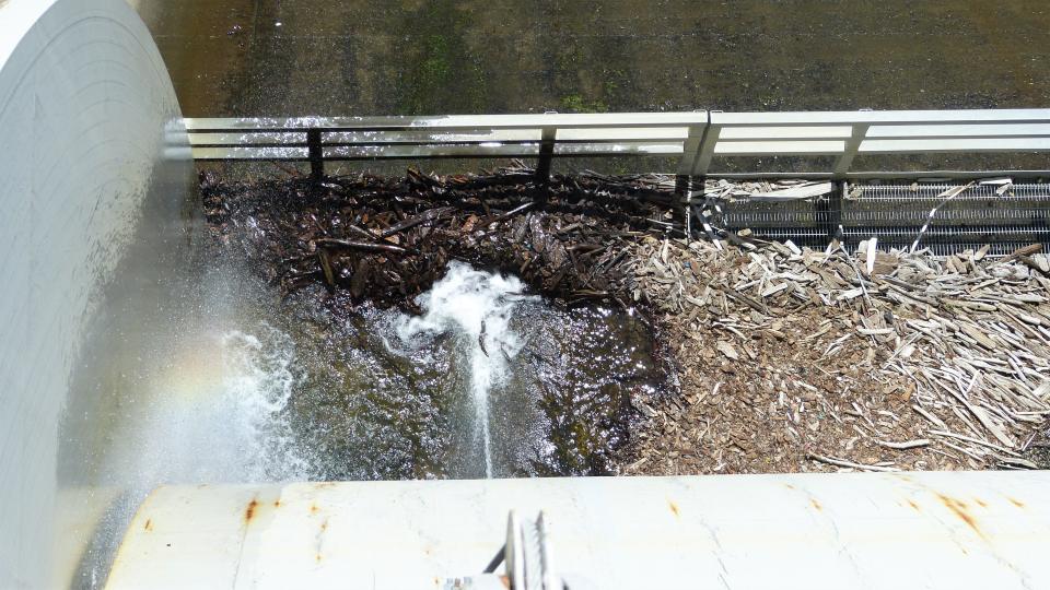 Water in the nearly full Lake Shasta increased pressure on the drum gates that control the amount of water released down the spillway of Shasta Dam in May, 2023. Some of that water leaked out from the seals on the spillway, according to the U.S. Bureau of Reclamation.