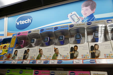 VTech Kidizoom Smartwatches are seen on display at a toy store in Hong Kong, China November 30, 2015. REUTERS/Tyrone Siu