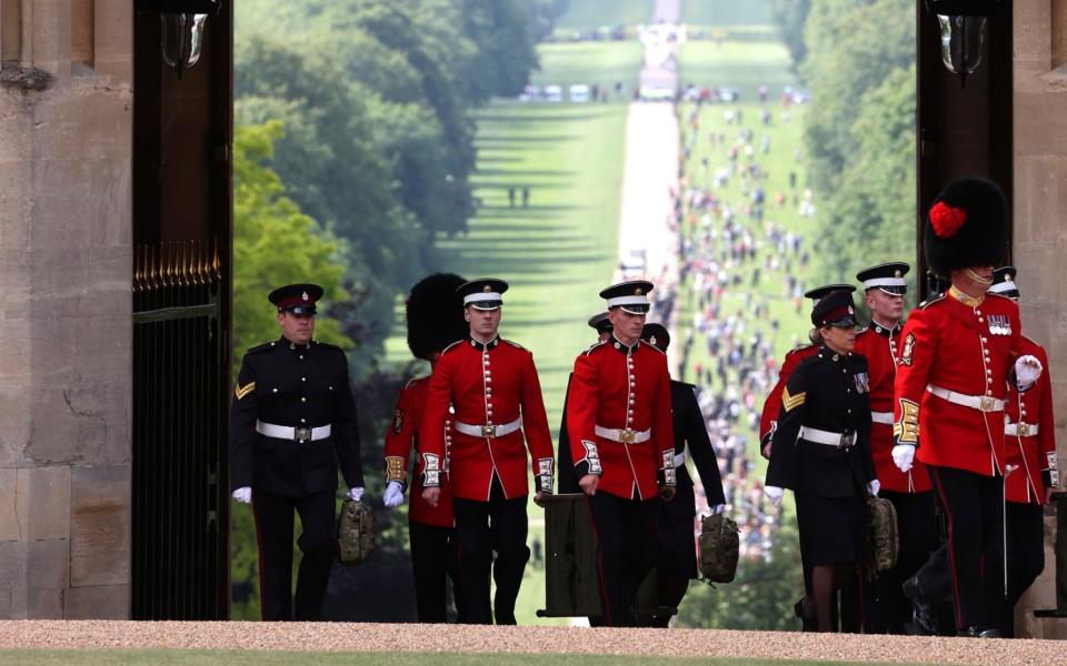 Soldiers make their way to the Quadrangle at Windsor Castle -  Chris Jackson