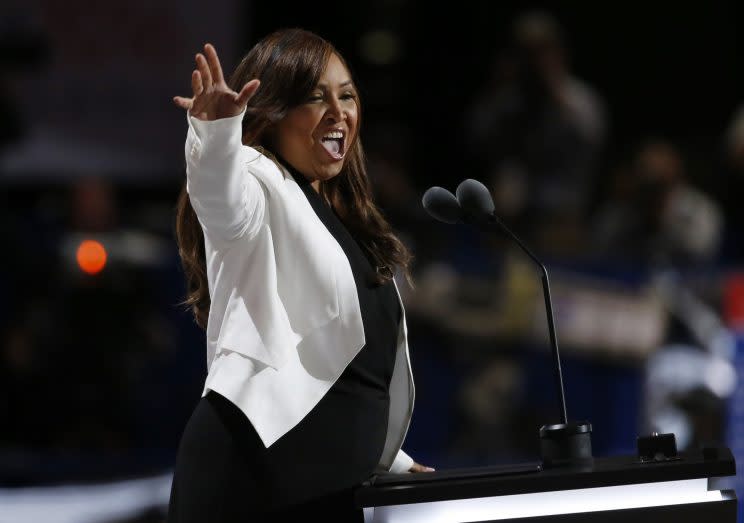 Lynne Patton, vice president of The Eric Trump Foundation, speaks at the Republican National Convention in Cleveland. 