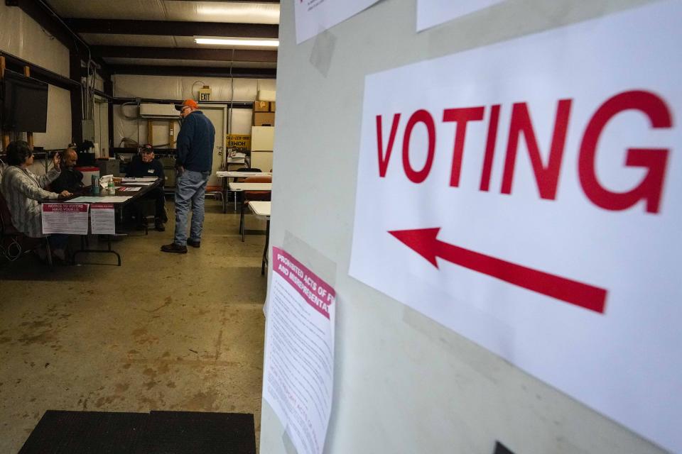 Robert Ward prepares to vote at the volunteer fire station during a primary election, Tuesday, March 5, 2024, in Cusseta, Ala. Fifteen states and a U.S. territory hold their 2024 nominating contests on Super Tuesday this year. (AP Photo/Mike Stewart)