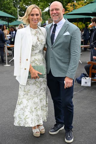 <p>Karwai Tang/WireImage</p> Zara and Mike Tindall attend Wimbledon on July 10, 2024