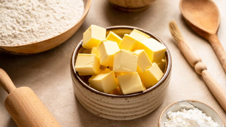 cubes of butter in bowl