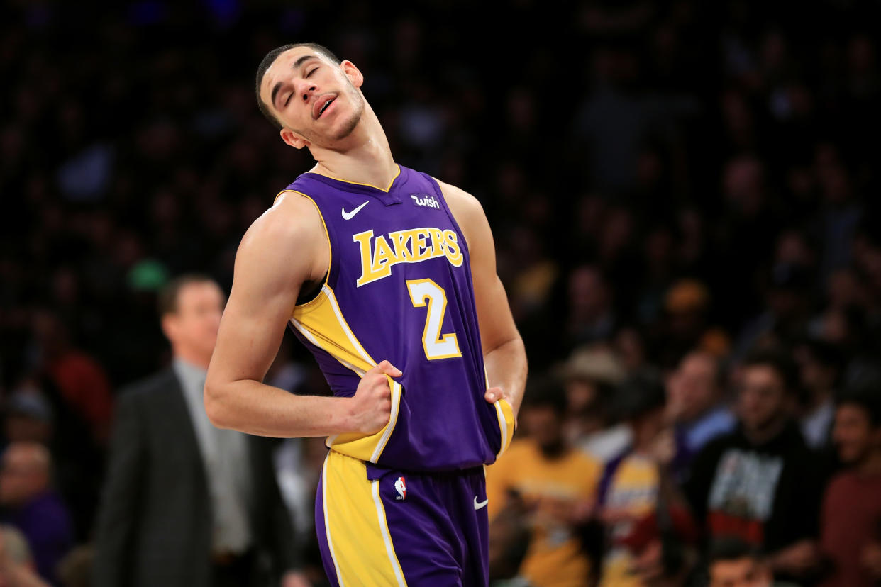 Lonzo Ball will be reevaluated in a week. (Getty)