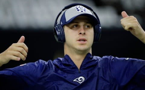 Los Angeles Rams' Jared Goff warms up before the NFL football NFC championship game against the New Orleans Saints Sunday, Jan. 20, 2019, in New Orleans - Credit: AP