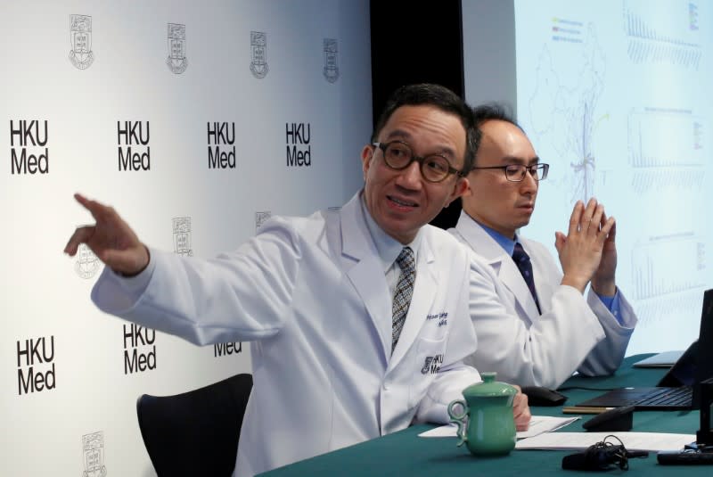 Gabriel Leung, Chair Professor of Public Health Medicine at the Faculty of Medicine at the University of Hong Kong (HKUMed), speaks about the extent of the Wuhan coronavirus outbreak in China during an news conference, in Hong Kong