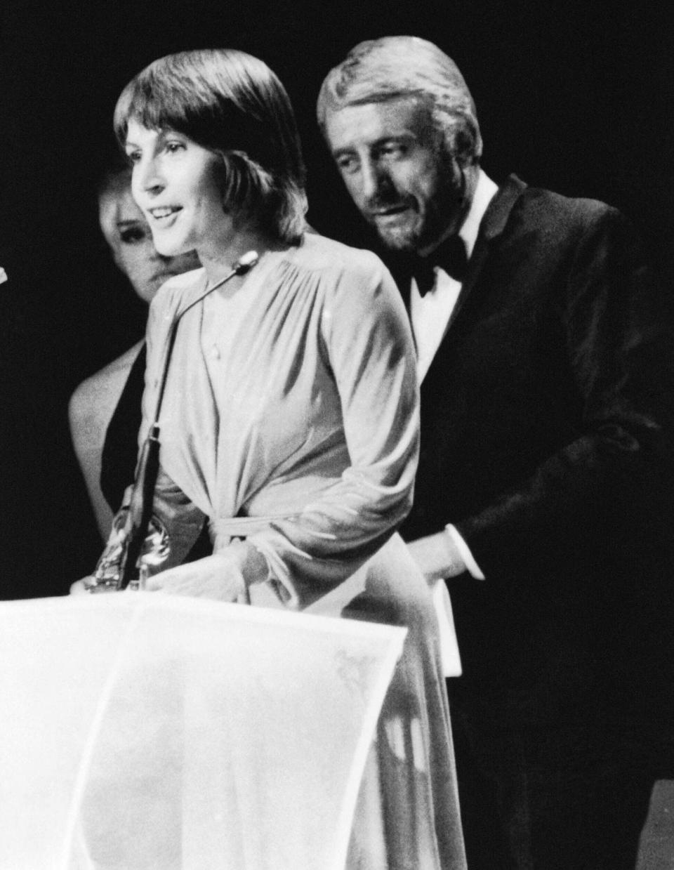 Helen Reddy wins a Grammy Award for the best female song of the year in Nashville in 1973 (AP)