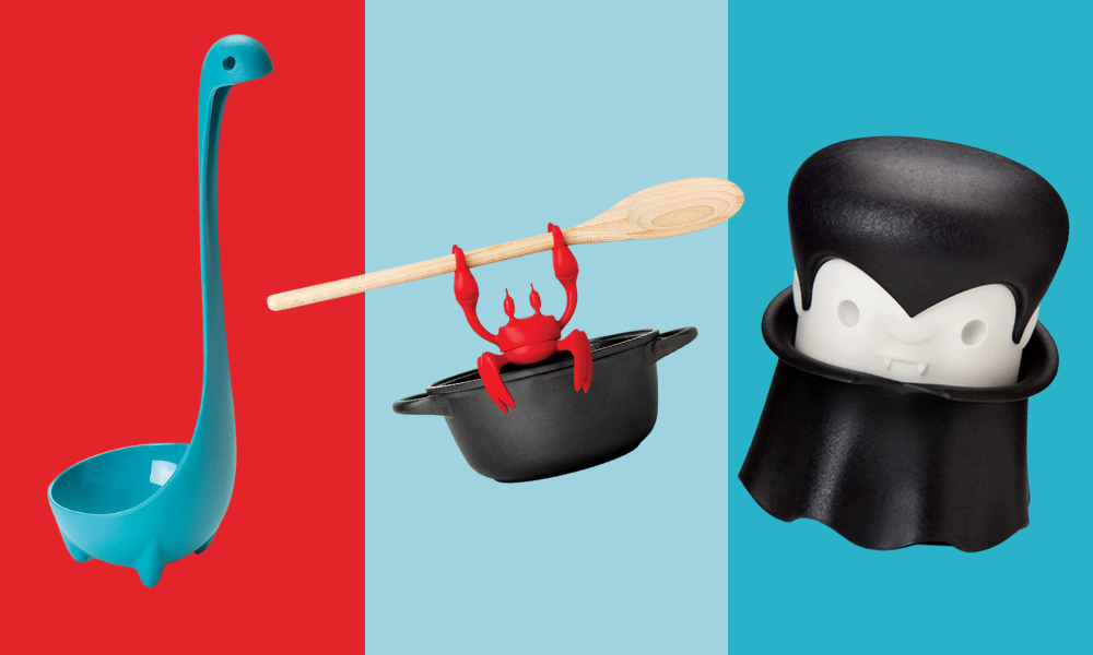 spoon, crab on pot, garlic crusher