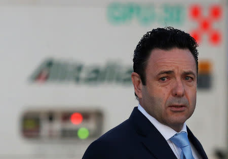 FILE PHOTO: Alitalia's CEO Cramer Ball looks at Fiumicino Airport in Rome, Italy, April 16, 2016. REUTERS/Alessandro Bianchi/File Photo