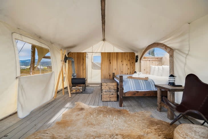 Safari-inspired tent at Under Canvas near Yellowstone