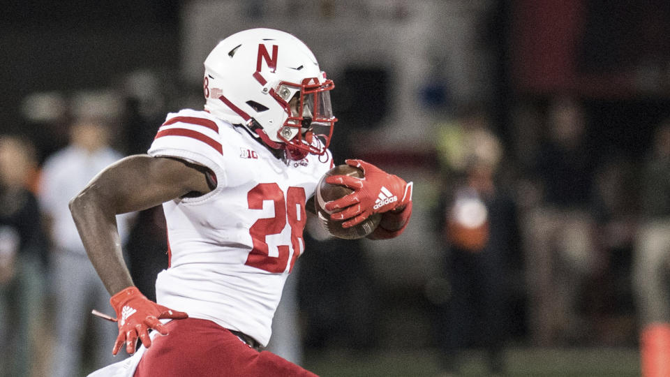 Nebraska running back Maurice Washington (28) in the second half of an NCAA college football game between Illinois and Nebraska, Saturday, Sept.21, 2019, in Champaign, Ill. (AP Photo/Holly Hart)