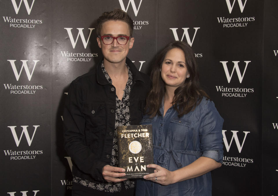 LONDON, ENGLAND - JUNE 01:  Tom and Giovanna Fletcher sign copies of their new book 'Eve Of Man' at Waterstones Piccadilly on June 1, 2018 in London, England.  (Photo by Stuart C. Wilson/Getty Images)